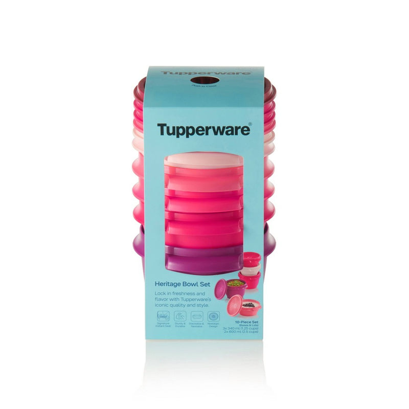 Tupperware Heritage 5pk Plastic Food Storage Container Set Pink