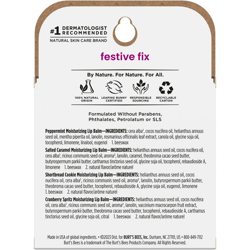 Burt's Bees Festive Fix Lip Balm Gift Set - 0.15oz/4pk