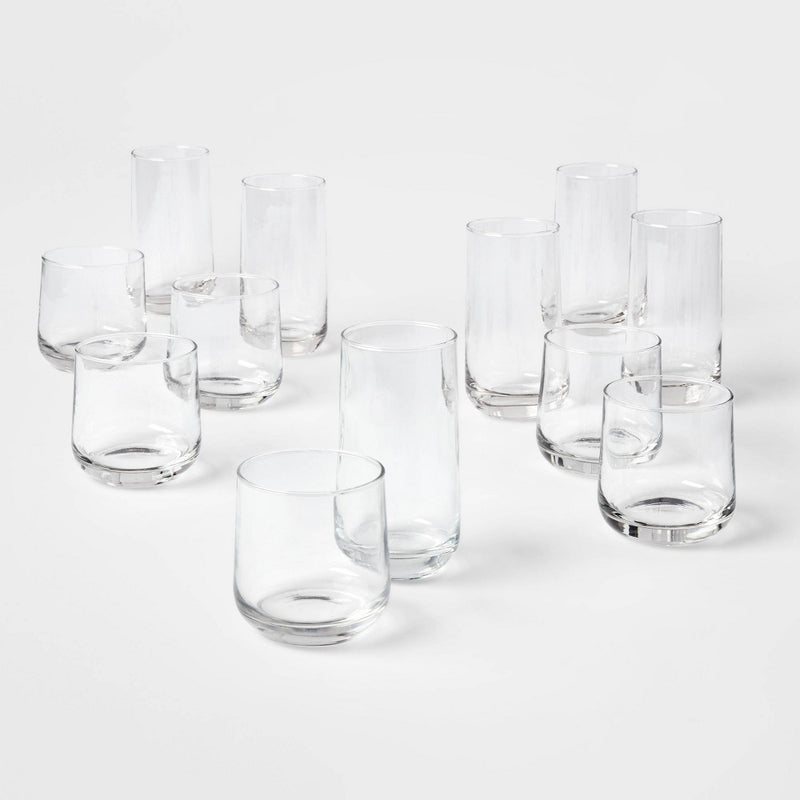 12pc Glass Shoreham Double Old Fashion and Highball Glasses Set - Threshold