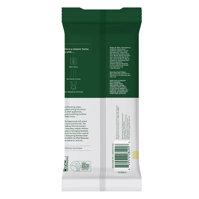 Lemon & Mint Stainless Steel Wipes - 30ct - Everspring