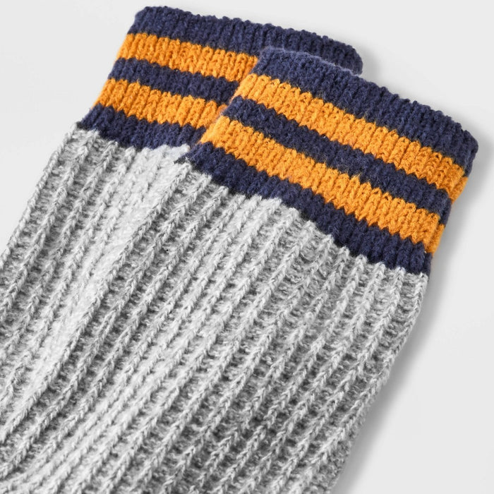 Women's Waffle Knit Varsity Striped Super Soft Crew Boot Socks - Universal Thread Light Gray 4-10