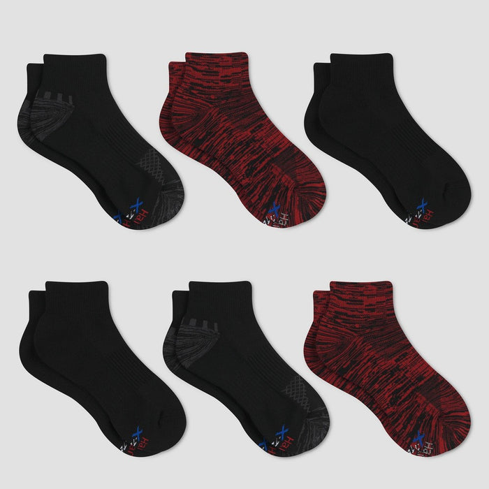 Hanes Premium Men's Performance Ankle Socks 6pk - Red/Black 6-12