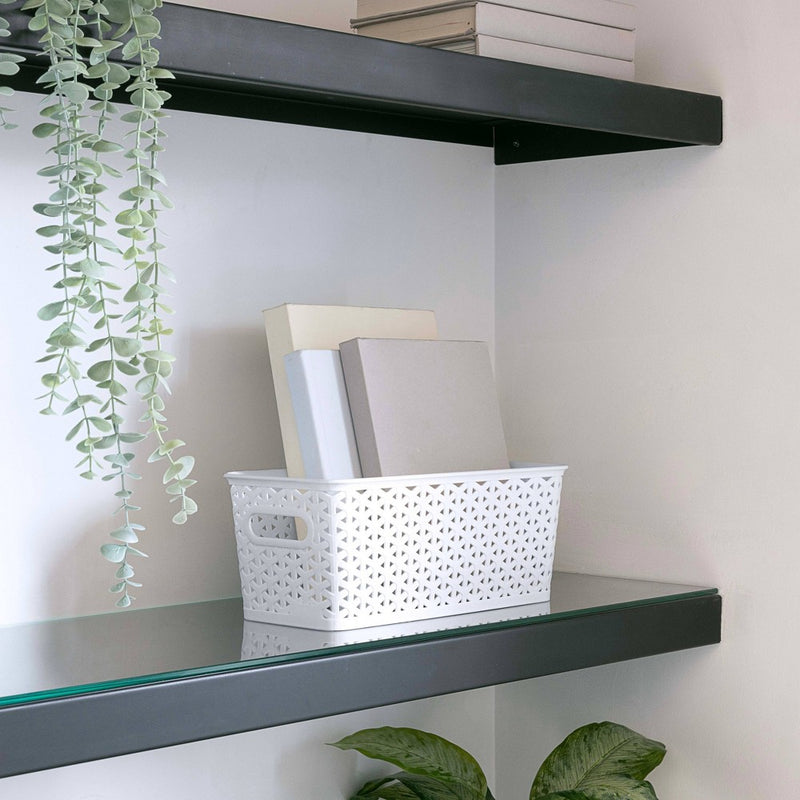 Y-Weave Half Medium Decorative Storage Basket White - Brightroom
