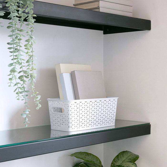 Y-Weave Half Medium Decorative Storage Basket White - Brightroom