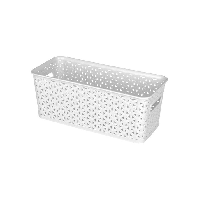 Y-Weave Half Medium Decorative Storage Basket White - Brightroom