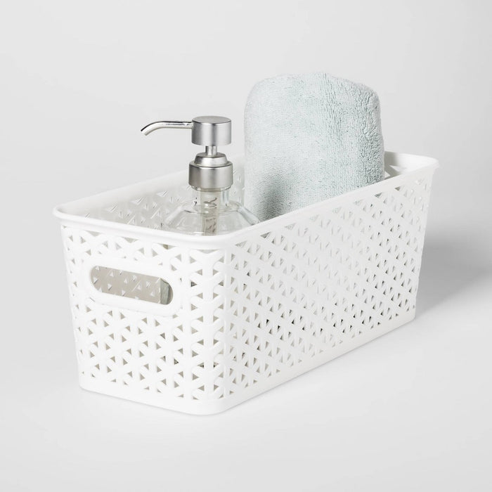 Y-Weave Half Medium Decorative Storage Basket White - Brightroom