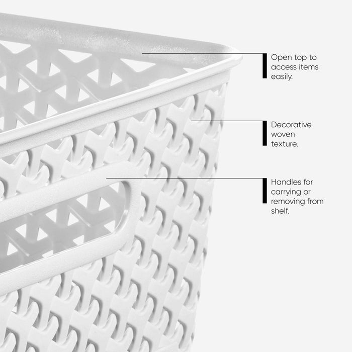 Y-Weave Half Medium Decorative Storage Basket White - Brightroom