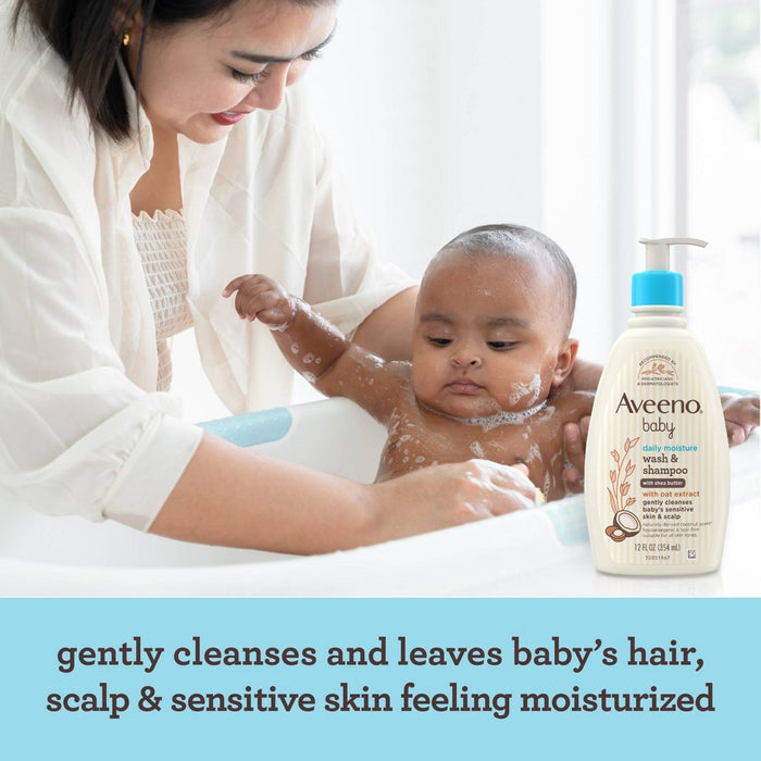 Aveeno Baby Daily Moisturizing 2-in-1 Wash & Shampoo with Shea Butter & Oat Extract - Coconut Scent - 12 fl oz