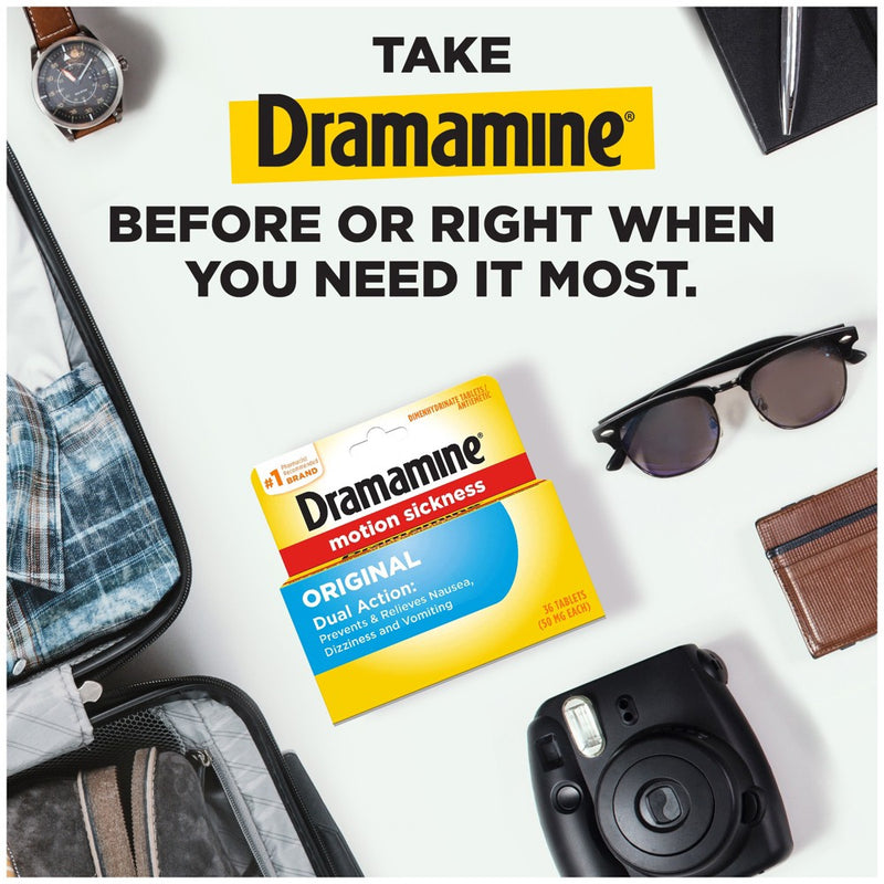 Dramamine Original Formula Motion Sickness Relief Tablets for Nausea, Dizziness & Vomiting - 36ct