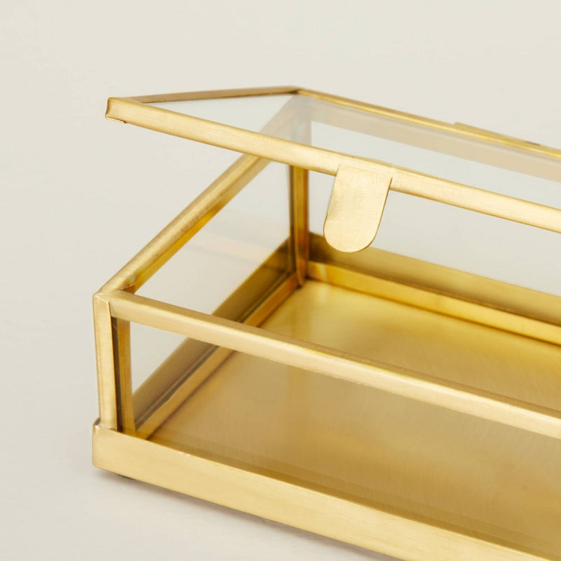 3"x4" Metal & Glass Trinket Box Brass Finish - Hearth & Hand with Magnolia