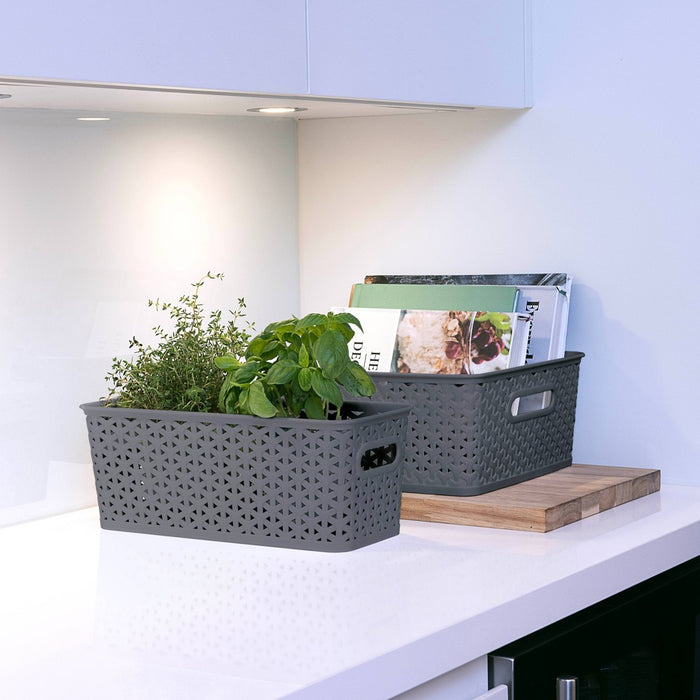 Y-Weave Half Medium Decorative Storage Basket Gray - Brightroom
