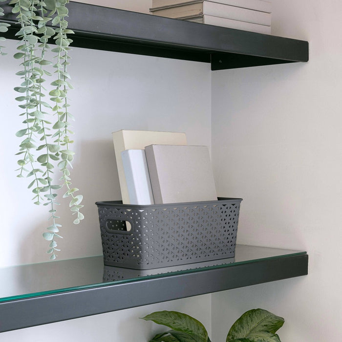 Y-Weave Half Medium Decorative Storage Basket Gray - Brightroom