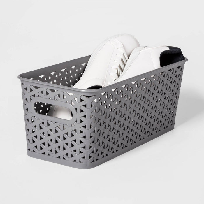 Y-Weave Half Medium Decorative Storage Basket Gray - Brightroom