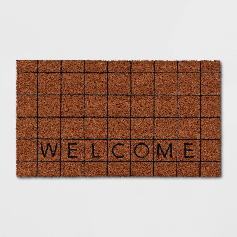 1'4"x2'4" Welcome Grid Rectangular Outdoor Door Mat Black - Room Essentials (LOCAL PICKUP ONLY)