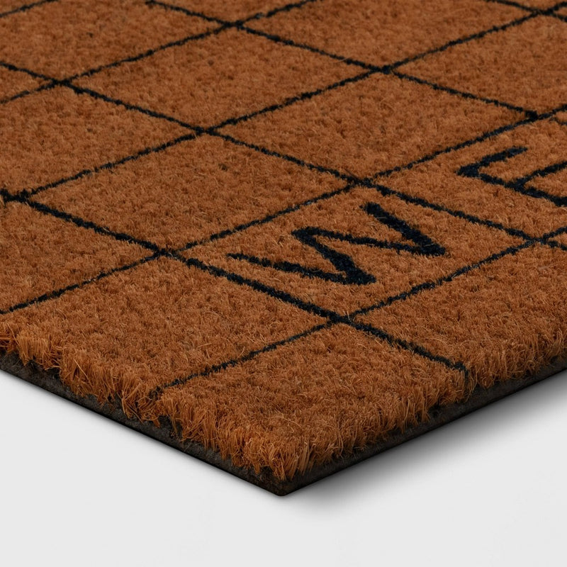 1'4"x2'4" Welcome Grid Rectangular Outdoor Door Mat Black - Room Essentials (LOCAL PICKUP ONLY)