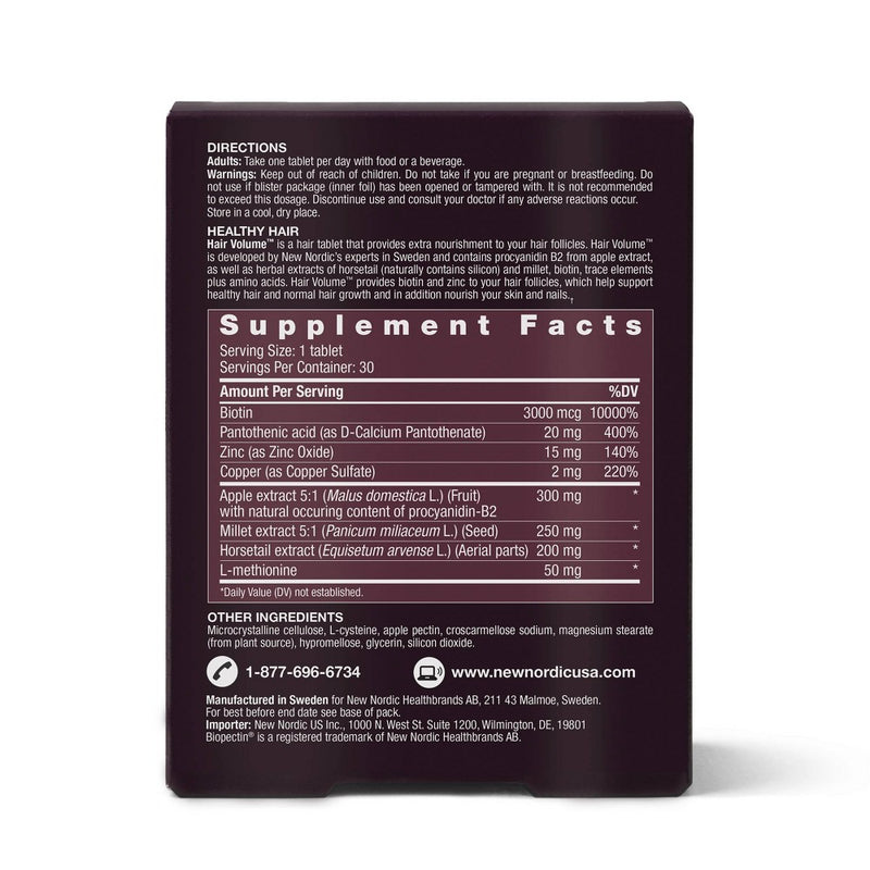 New Nordic Hair Volume Vitamin Tablets with Biotin - 30ct