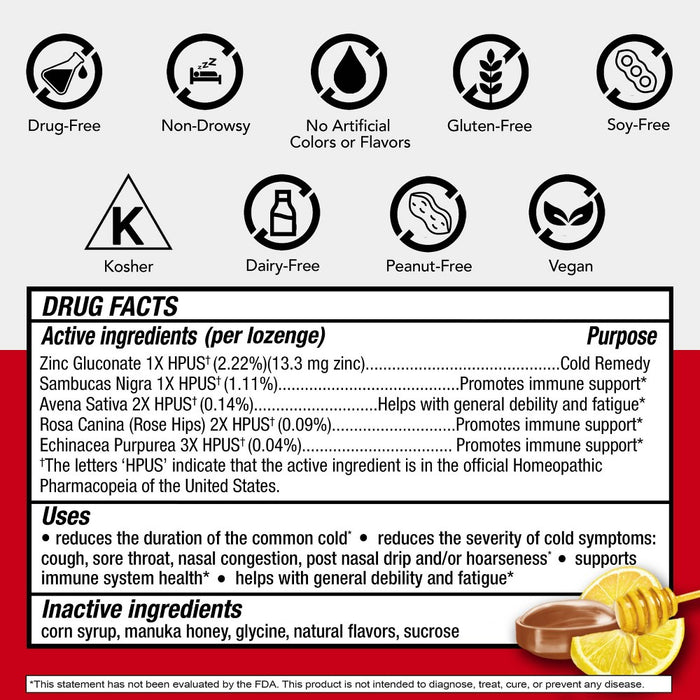Cold-Eeze Plus Defense Manuka Honey Lemon Lozenges - 25ct