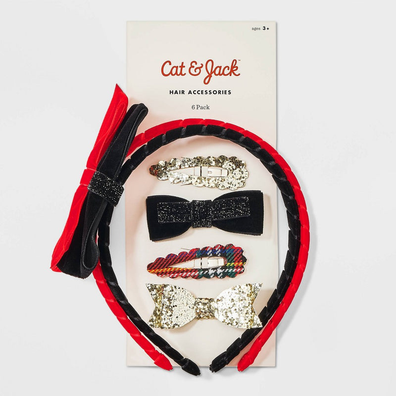 Toddler Girls' 6pc Holiday Headband and Clip Set - Cat & Jack