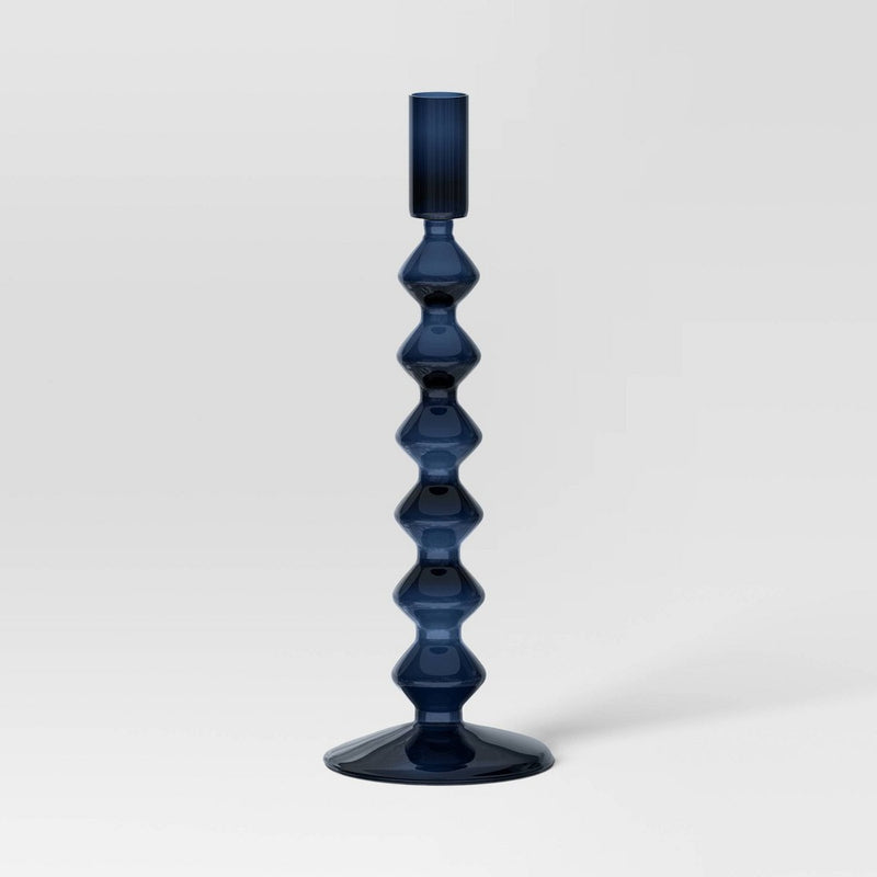 Tall Modern Glass Taper Holder Blue - Threshold