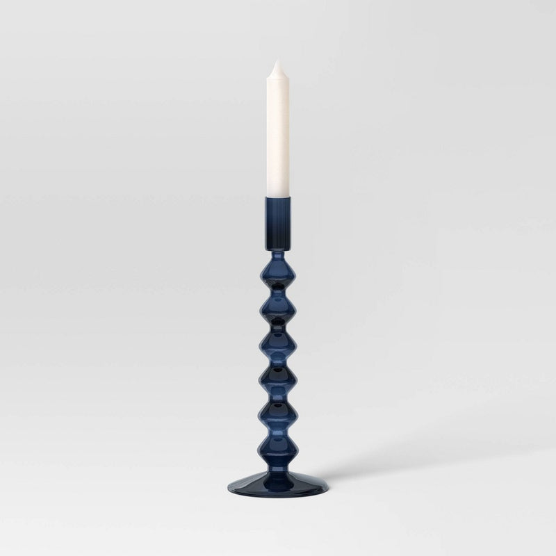 Tall Modern Glass Taper Holder Blue - Threshold