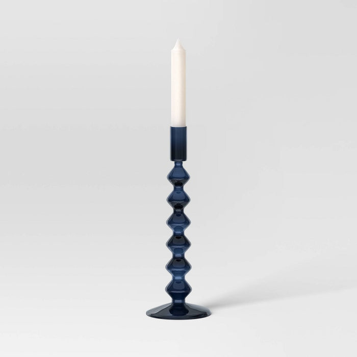 Tall Modern Glass Taper Holder Blue - Threshold