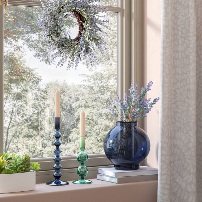 Tall Modern Glass Taper Holder Blue - Threshold