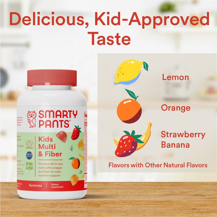 SmartyPants Kids Multi + Fiber & Omega 3 Fish Oil Gummy Vitamins with D3, C & B12 - 90 ct