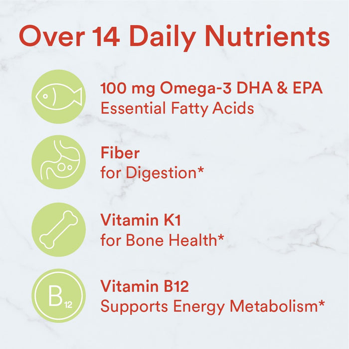 SmartyPants Kids Multi + Fiber & Omega 3 Fish Oil Gummy Vitamins with D3, C & B12 - 90 ct