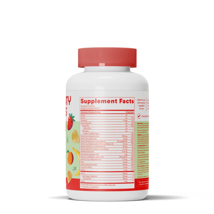 SmartyPants Kids Multi + Fiber & Omega 3 Fish Oil Gummy Vitamins with D3, C & B12 - 90 ct