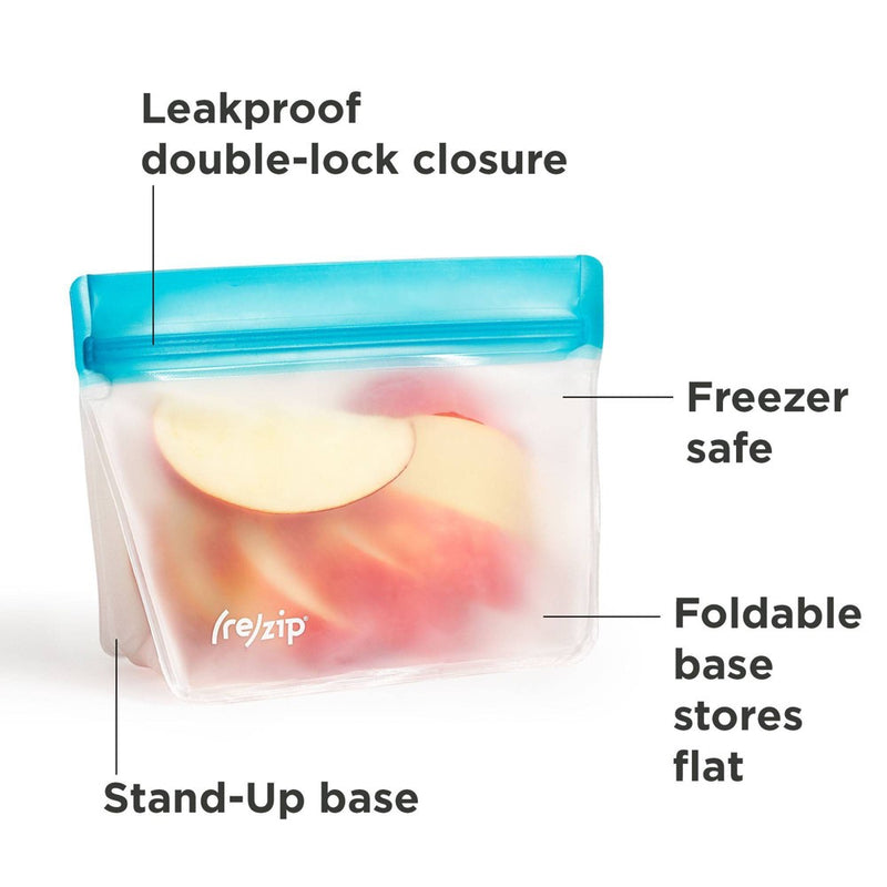 (re)zip Reusable Leak-proof Food Storage Quart Stand-Up Bag - 4 Cup (Colors May Vary)