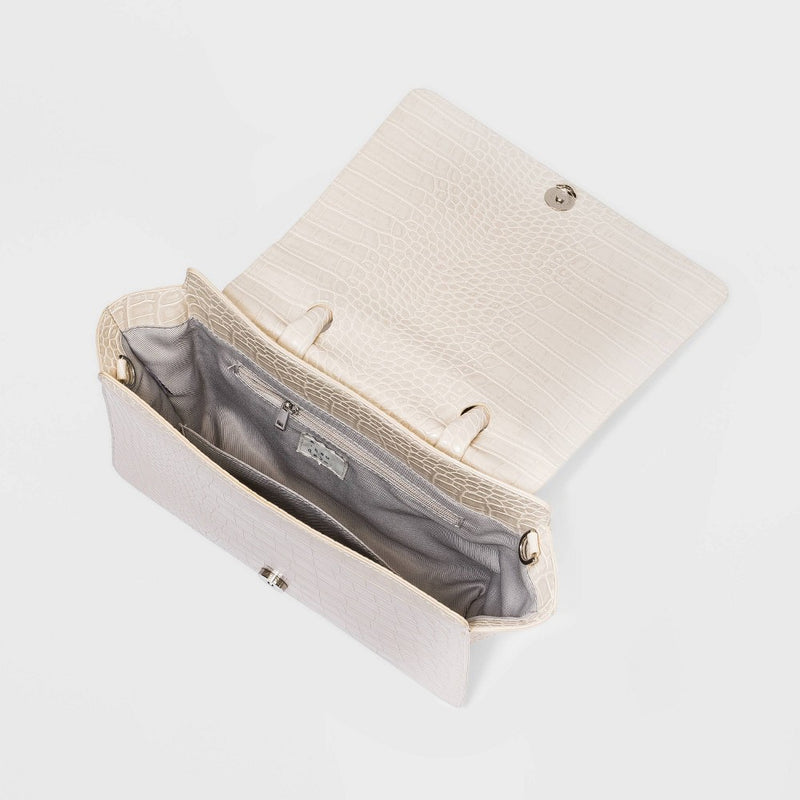 Alligator Print Top Handle Satchel Handbag - A New Day Cream