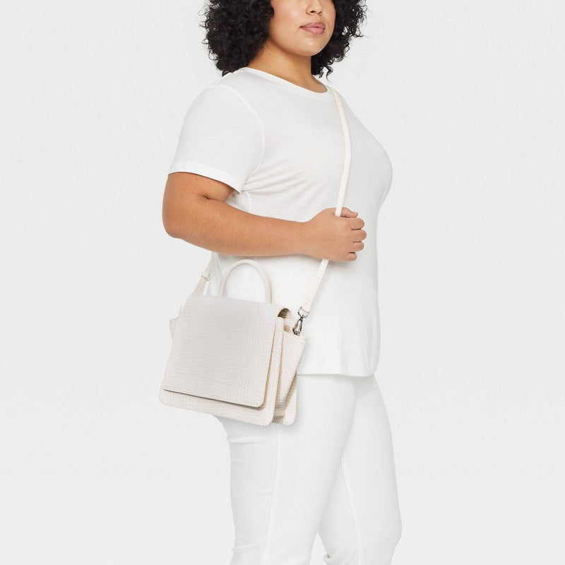 Alligator Print Top Handle Satchel Handbag - A New Day Cream