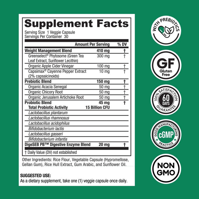 Physician's Choice Thin 30 15 Billion CFUs Probiotic Capsules - 30ct