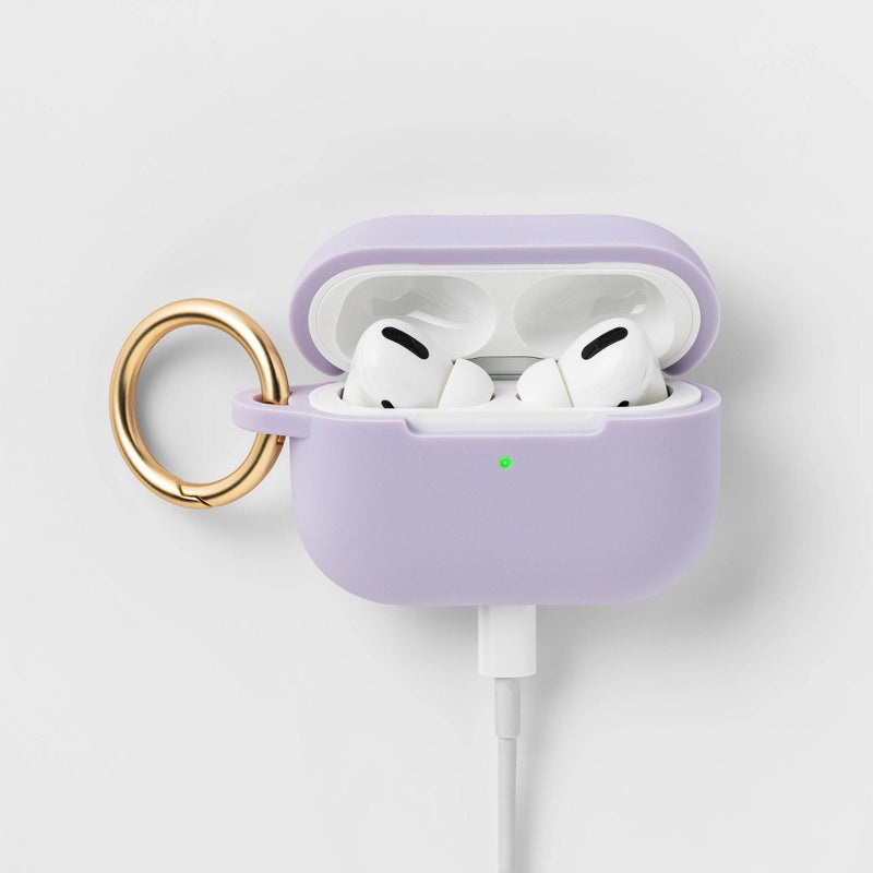 Apple AirPods Pro (1/2 Generation) Silicone Case with Clip - heyday Purple
