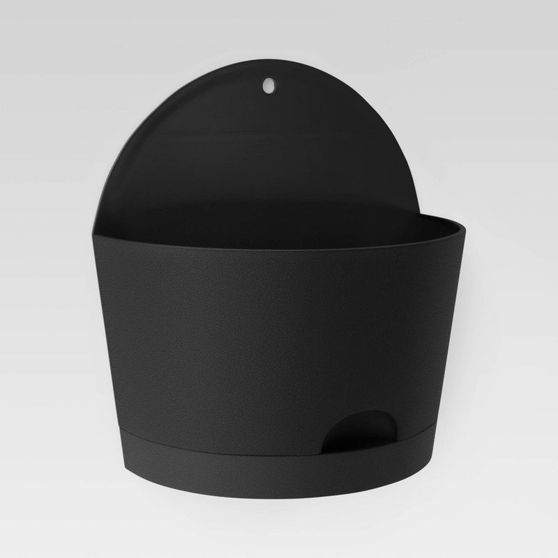2pc Self-Watering Wall Half-Circle Indoor Outdoor Planter Pots Black 8"x4.75" - Room Essentials