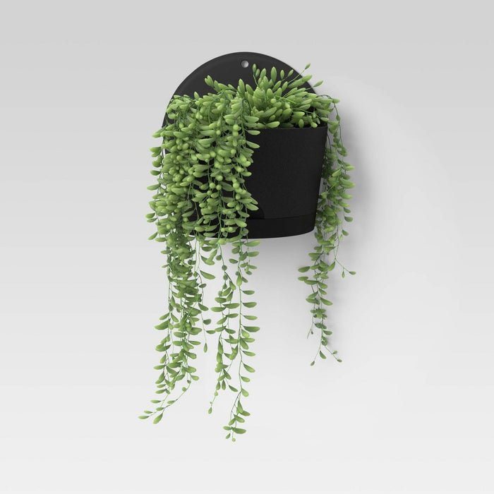 2pc Self-Watering Wall Half-Circle Indoor Outdoor Planter Pots Black 8"x4.75" - Room Essentials