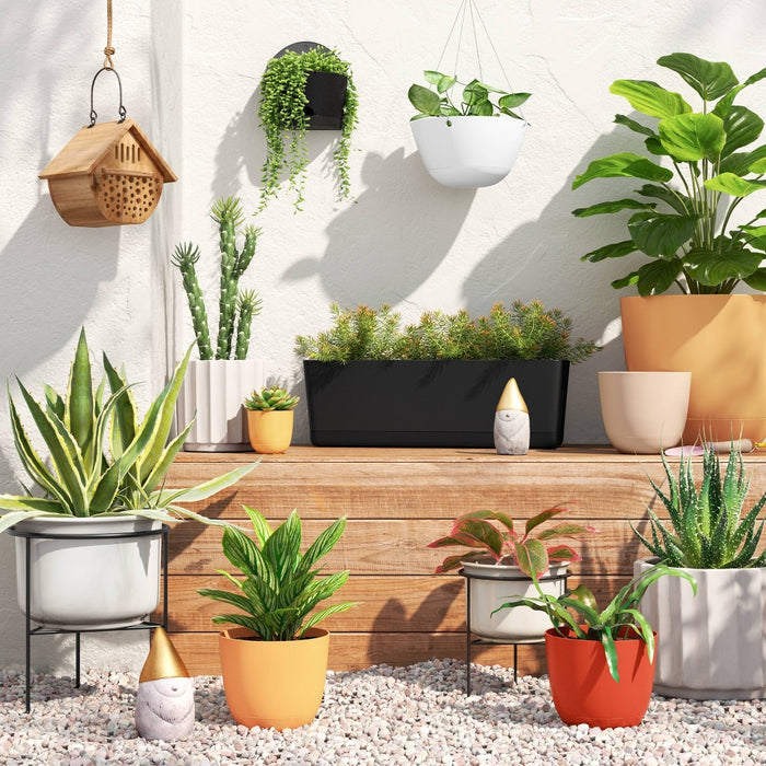 2pc Self-Watering Wall Half-Circle Indoor Outdoor Planter Pots Black 8"x4.75" - Room Essentials