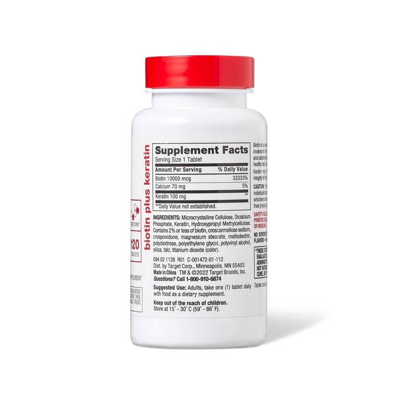 Biotin with Keratin Dietary Supplement Tablets - 120ct - up & up