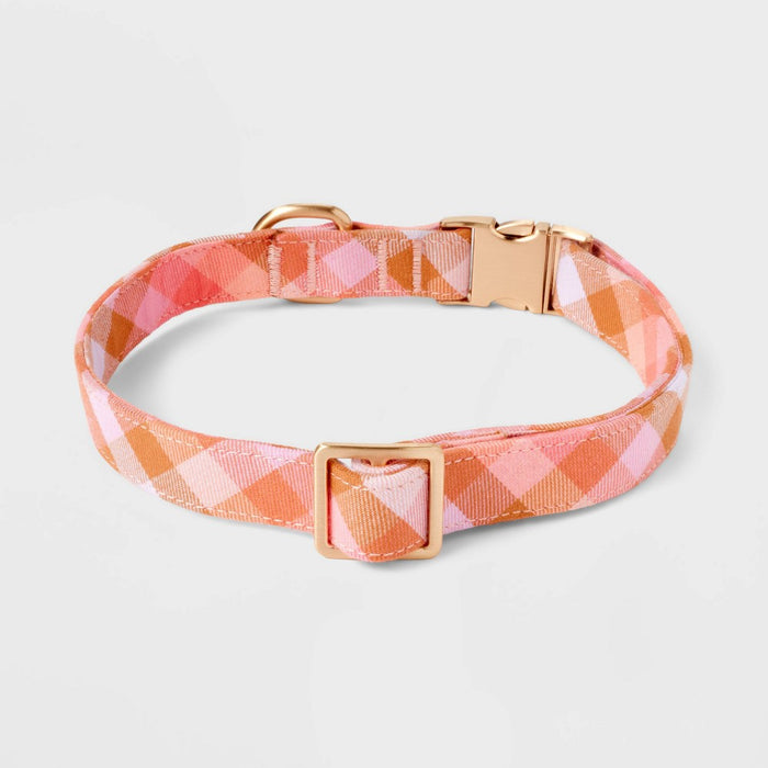 Feminine Warm Plaid Fashion Adjustable Dog Collar - L - Boots & Barkley