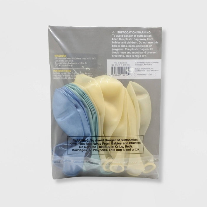 20ct 12" Metallic Balloon Pack Teal - Spritz