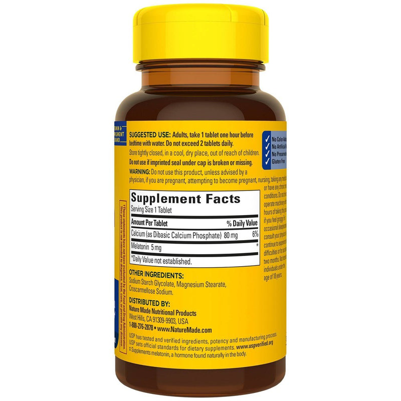 Nature Made Melatonin 5mg 100% Drug Free Sleep Aid for Adults Tablets - 90ct