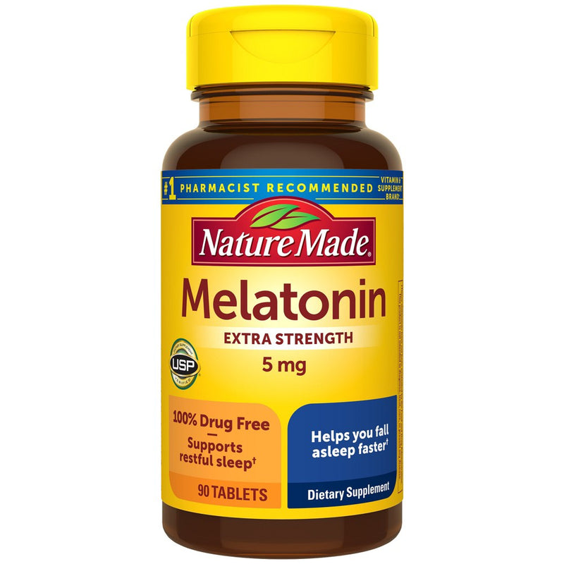 Nature Made Melatonin 5mg 100% Drug Free Sleep Aid for Adults Tablets - 90ct