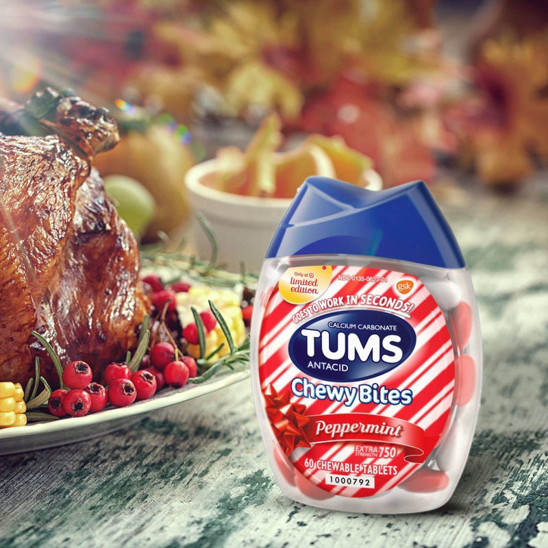 Tums Chewy Bites Peppermint Extra Strength Chewable Antacid for Heartburn - 60ct