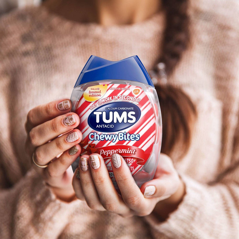 Tums Chewy Bites Peppermint Extra Strength Chewable Antacid for Heartburn - 60ct