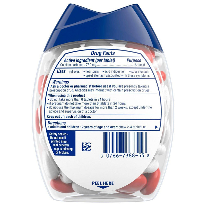 Tums Chewy Bites Peppermint Extra Strength Chewable Antacid for Heartburn - 60ct