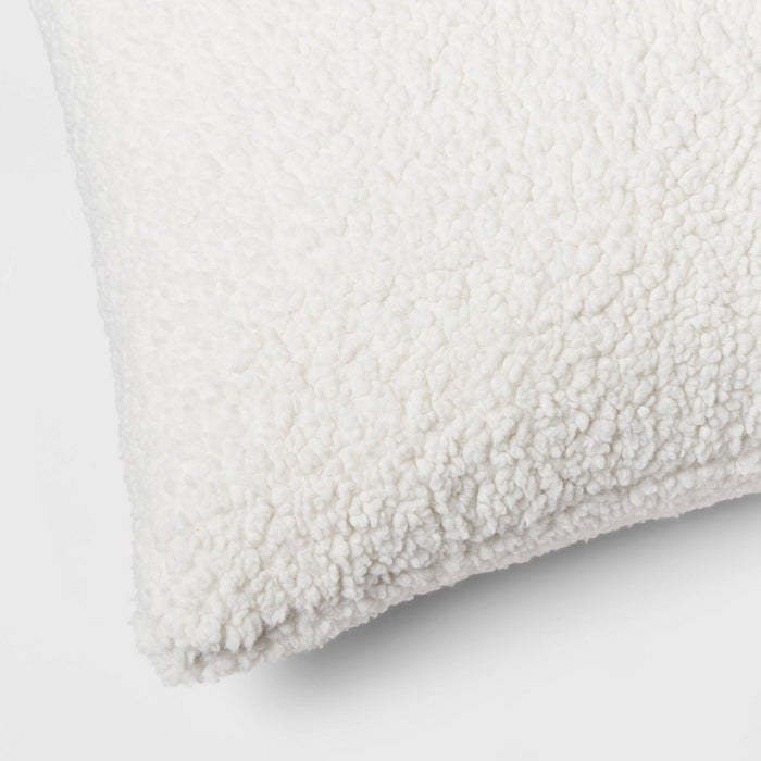 Euro Traditional Cozy Faux Shearling Fur Decorative Throw Pillow Cream - Threshold