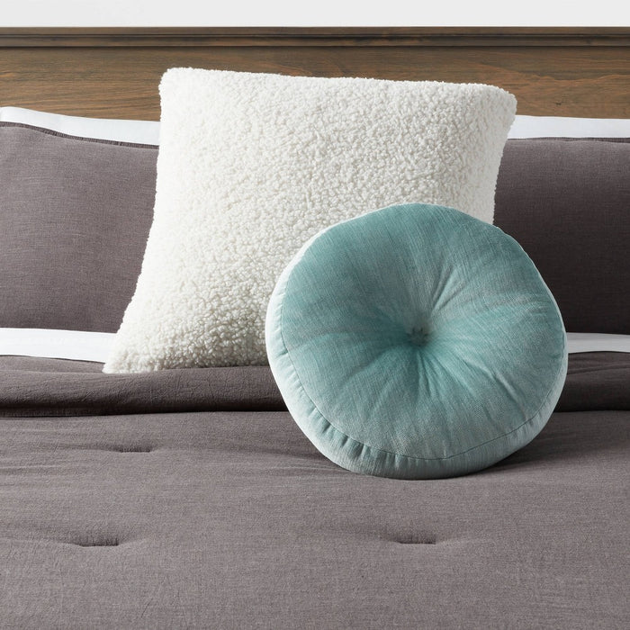 Euro Traditional Cozy Faux Shearling Fur Decorative Throw Pillow Cream - Threshold