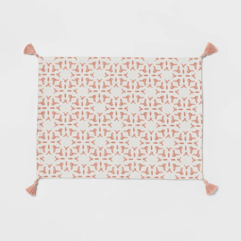 Cotton Slub Placemat with Tassels Pink - Threshold