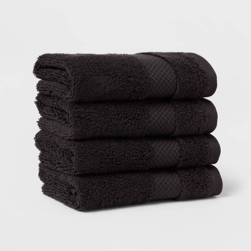 4pc Performance Plus Washcloths Black - Threshold