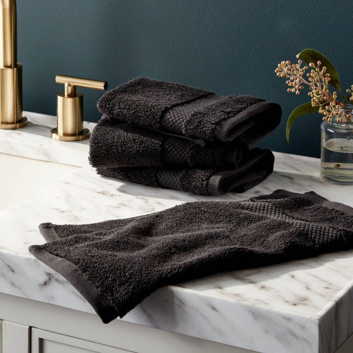 4pc Performance Plus Washcloths Black - Threshold